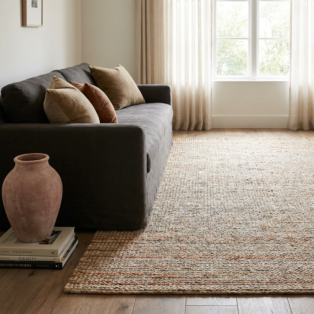Handwoven Natural Jute & Wool Area Rug