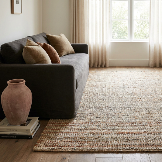 Handwoven Natural Jute & Wool Area Rug
