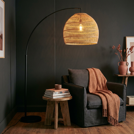 Rattan Arc Floor Lamp